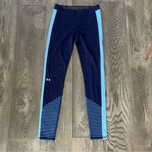 UNDER ARMOUR UA Navy Blue Stripe Elastic Waist Full Length Leggings Size S